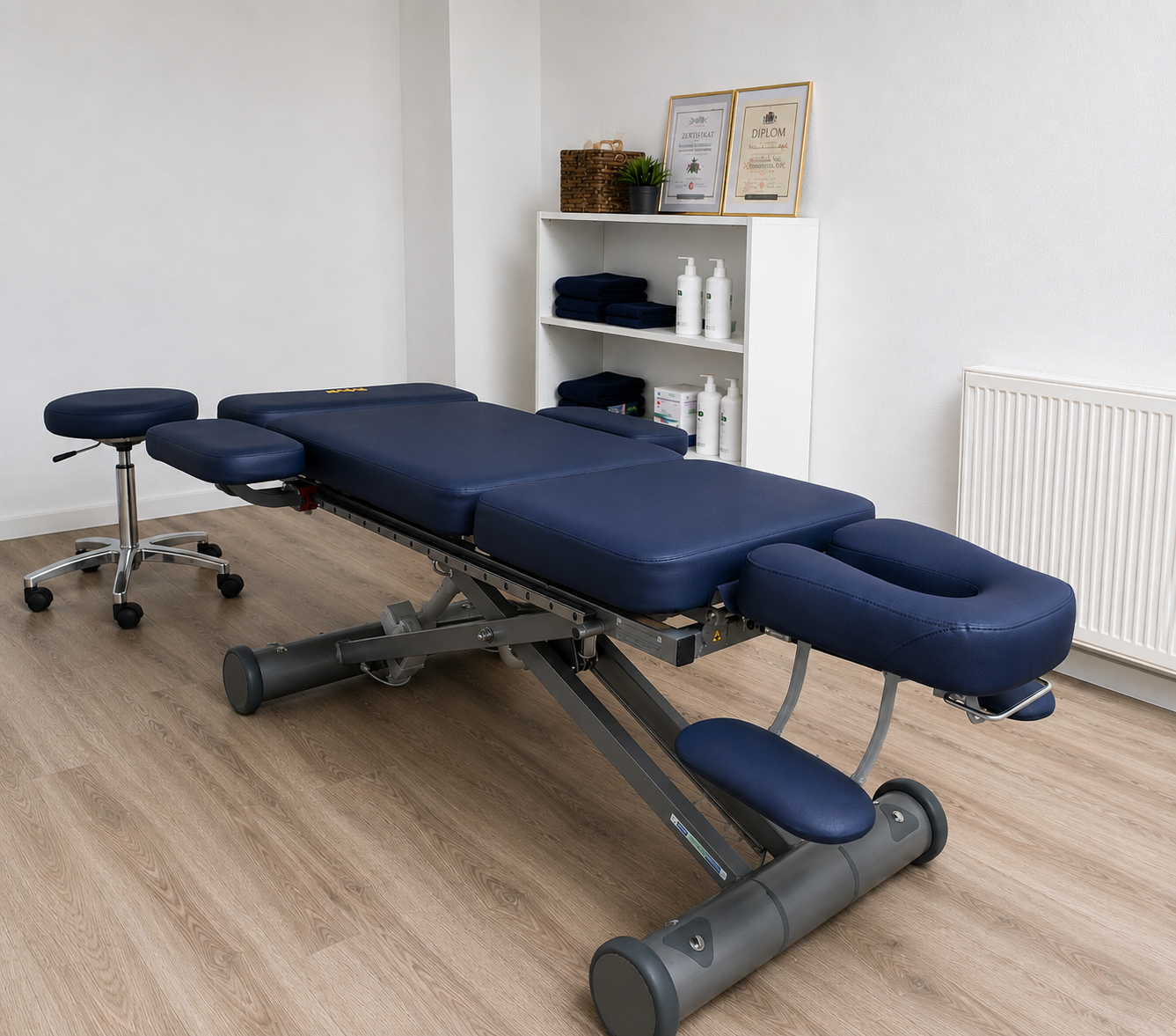 Moderner Behandlungsraum mit Therapieliege